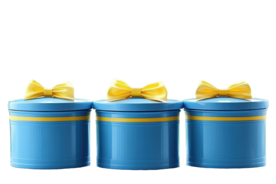 Boxes that bring joy  blue boxes with bright yellow bows