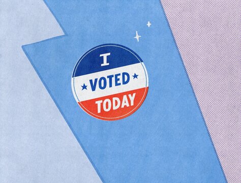 Patriotic "I Voted Today" Sticker Illustration