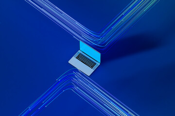 Laptops connected to the internet with vibrant data connections