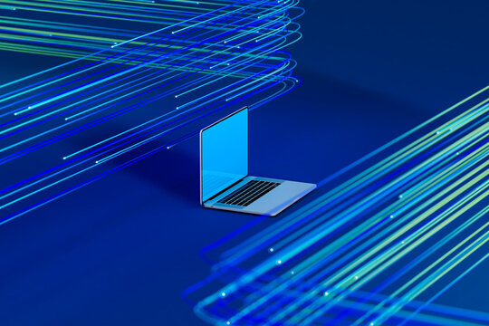 Laptops connected to the internet with vibrant data connections