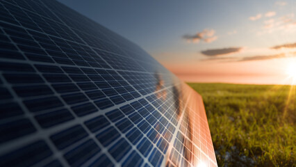 Solar panels in the sunset