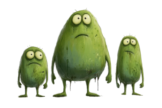 Funny and funny germs or bacteria in cartoon style for a fun atmosphere