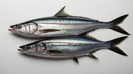Chopped fresh Kingfish, white background