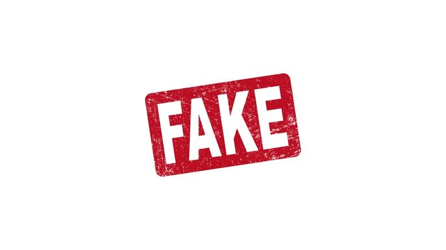 Fake postal stamp, threadbare seal, unmasking and disclosure to public, transparent background footage in 4K Animation.
