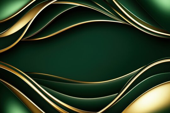 Abstract template background with multilayered texture of green and golden colors