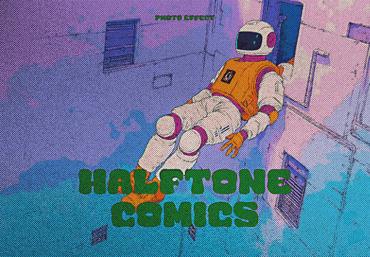 Halftone Comics Risograph Printing Photo Effect