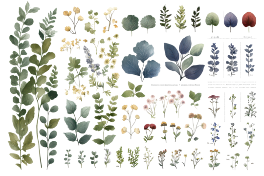 background with different types of leaves