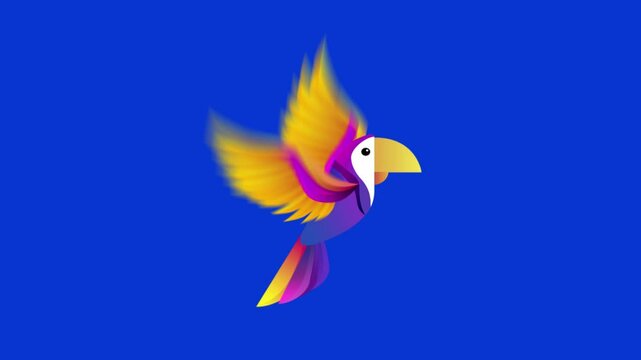 blue and yellow parrot illustration animation