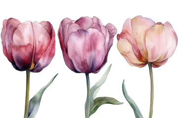 A unique collection of watercolor tulips