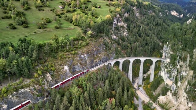 red train in switzerland