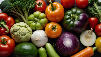  Large group of fresh vegetables on white background