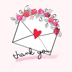 Valentine&acute;s day postcard, with hearts in pink , red, black color