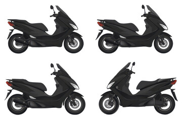 Black motorcycle silhouette, side view, on white background