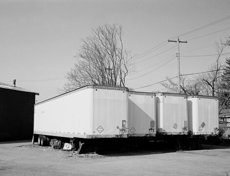 Row of trucking trailers