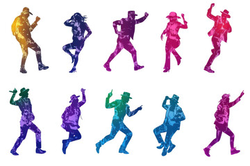 Singers Pop-rock Stars Musicians Silhouettes isolated on white