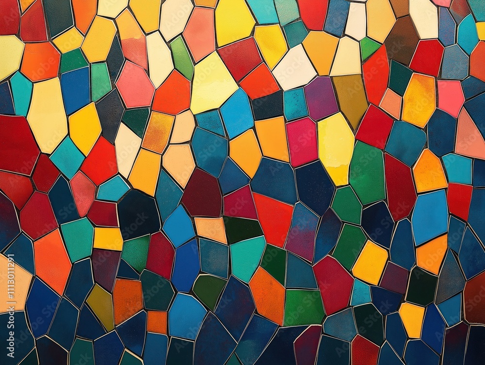 Aufkleber colorful mosaic pattern with many bright colors. irregular geometric shapes create vibrant abstract 