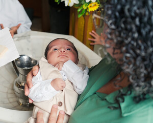 Baby at her christening ceremony