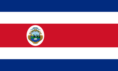 Obraz premium Costa Rica flag in official colors, dimensions and aspect ratio. Vector flag symbolizing national pride, identity, heritage, patriotism and authority