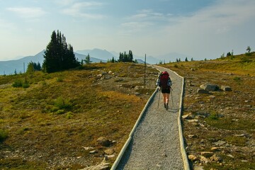 hiking in the mountains backpacking