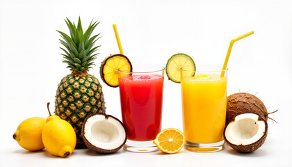 Fototapeta premium Tropical cocktails with fresh fruits
