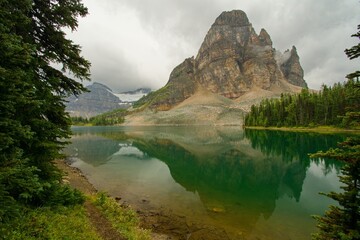 lake in the mountains close Assiniboinne