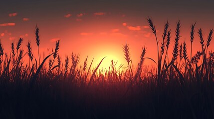 A serene sunset over a field of wheat, highlighting nature's beauty and tranquility.