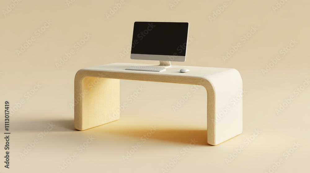 Poster modern minimalist computer desk setup with accessories