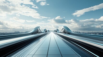 Fototapeta premium A futuristic electric highway stretching into the horizon.