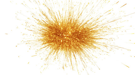 Energetic burst of golden sparks transparent background