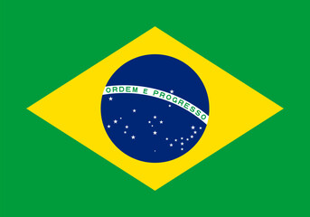 Brazil flag in official colors, dimensions and aspect ratio. Vector flag symbolizing national pride, identity, heritage, patriotism and authority