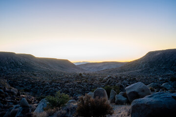 Obraz premium Evening Glow: Sunset at Joshua Tree National Park