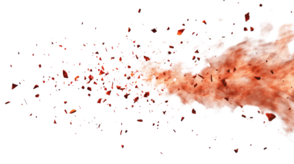 Bright fiery burst of glowing embers transparent background