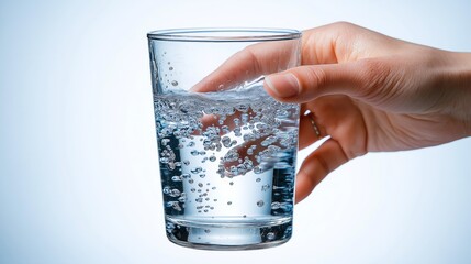 Refreshing close-up of water being poured into a glass with sparkling bubbles, highlighting hydration, purity, and the importance of clean drinking water, Generative AI