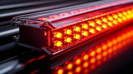 Obraz premium Trailer brake lights assembly, close-up with polished edges, road-ready