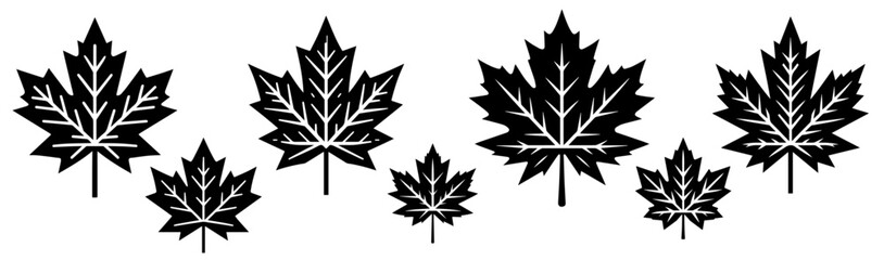 Obraz premium artistic black vector of a maple leaf design