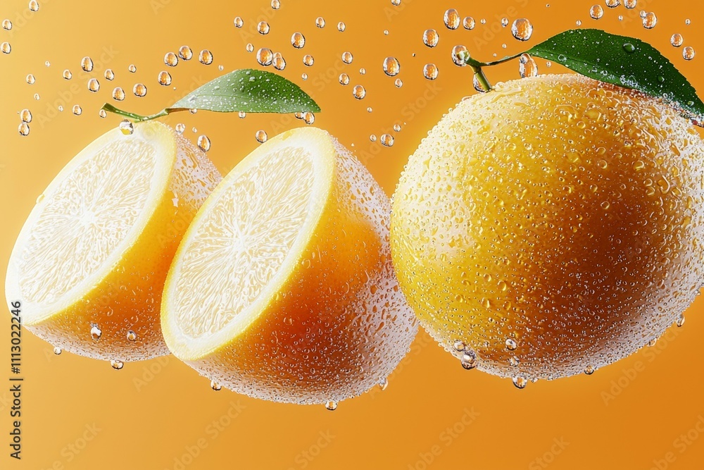 Aufkleber a close up of a lemon with a slice missing