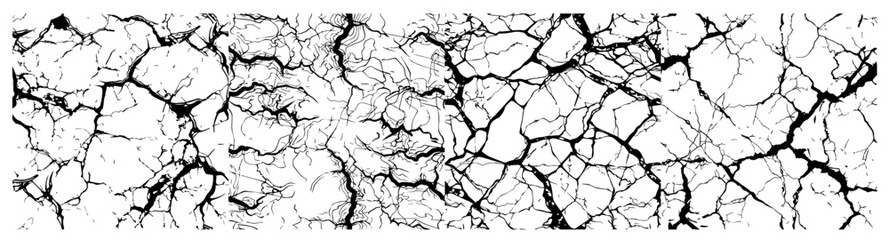 artistic abstract cracked pattern with grunge elements, black and white