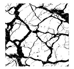 artistic abstract cracked pattern with grunge elements, black and white