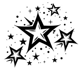 hand-drawn decorative stars and dots illustration vector