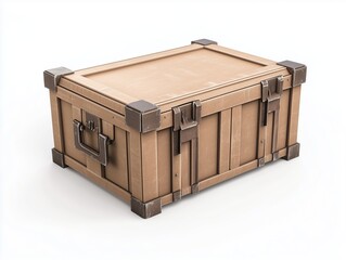 A 3D cargo box with textured detail stands out against a clean white background.
