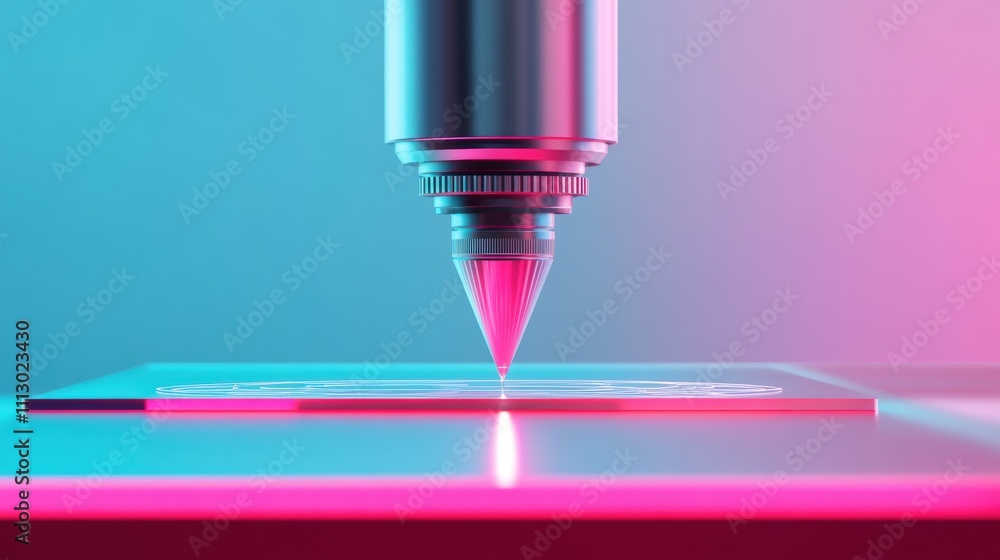 Aufkleber advanced laser technology in action on a microchip with futuristic lighting