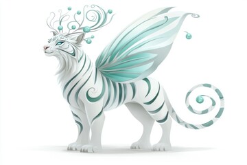 Fototapeta premium Elegant Fantasy Creature with Majestic Wings and Intricate Patterns in Ethereal Design