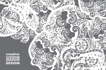 Obraz premium pattern with flowers and ornaments in gray in vector