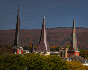 steeples over town