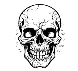 multiple skulls with bold linework in monochrome black vector design