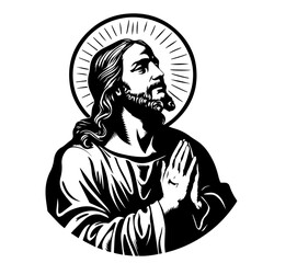 jesus christ portraits with spiritual expression black vector design