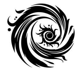 collection of abstract vortex shapes in black and white graphic design
