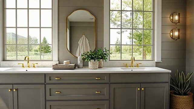 Spa-like Bathroom with Double Vanity and Freestanding Tubs