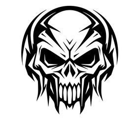 realistic human skull design with cracks and shading