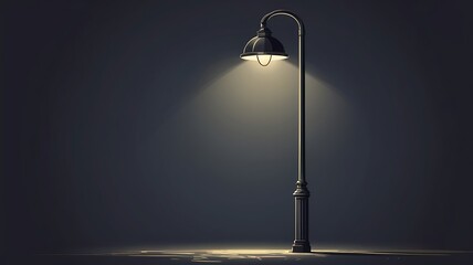 Illuminated Streetlamp Stands Alone In Night